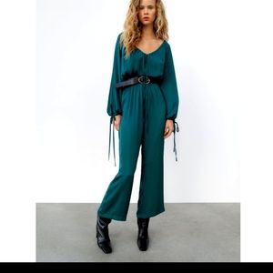 Zara V-Neck Satin Jumpsuit